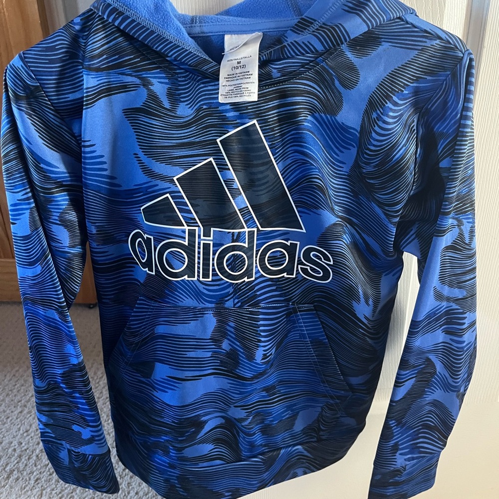 Adidas Striped Blue and Black Hoodie